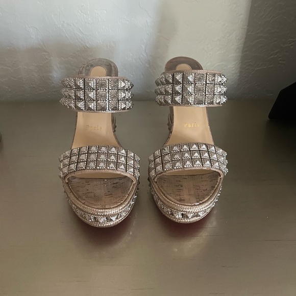 Christian Louboutin Ecu 120 Spike Red Sole Slide Espadrilles - Picture 5 of 5